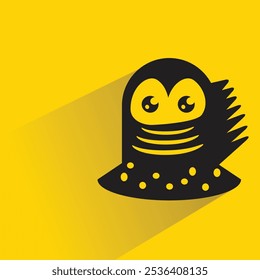 caractere monstro com sombra no plano de fundo amarelo