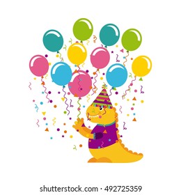 monster characters in birthday party vector illustration design