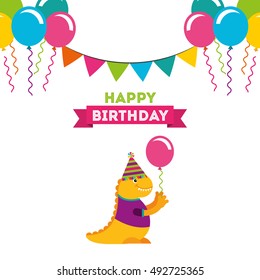 monster characters in birthday party vector illustration design