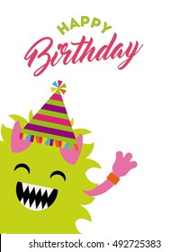 monster characters in birthday party vector illustration design