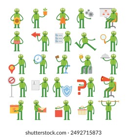 monster characters set in various poses vector illustration