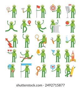 monster characters set in various poses vector illustration