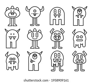 monster characters vector illustration set