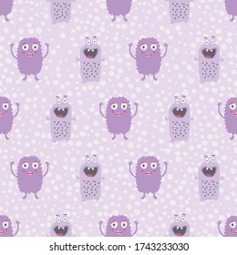 Monster characters. Vector repeat. Great for apparel, wrapping, scrapbooking, wallpaper, gift, kids.
