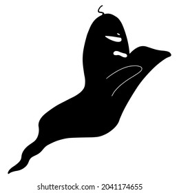 Monster. Children's vector illustration. For fabrics, covers, prints, stickers. Black and white silhouette on transparent background