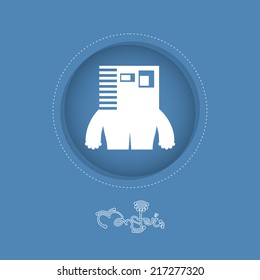 Monster in circle on blue background 
