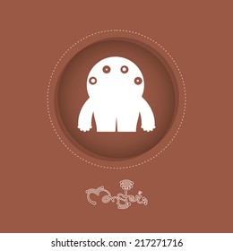 Monster in circle on brown background 