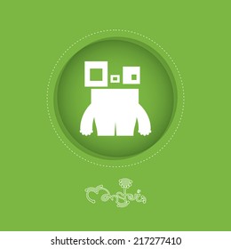 Monster in circle on green background 