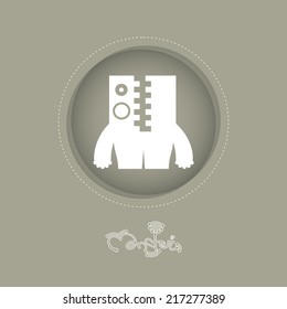 Monster in circle on grey background 