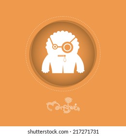 Monster in circle on yellow background 