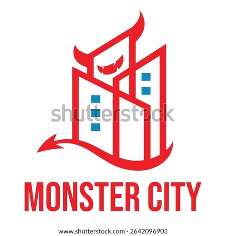 monster city flat minimalist logo design