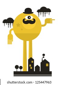 Monster in the city. Vector illustration.