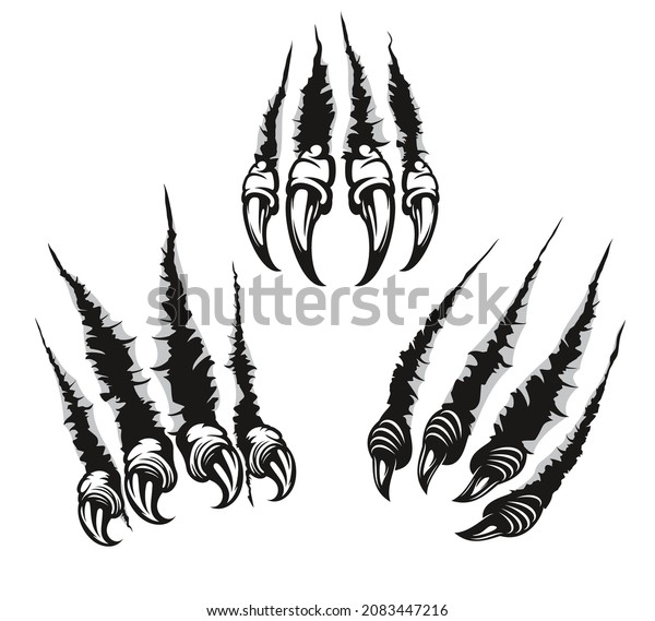 Monster Claw Mark Scratches Dragon Long Stock Vector (Royalty Free ...