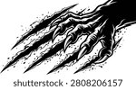 Monster claw scratch marks, wild animal rip slash graphic, aggressive beast talon tear illustration, isolated white background design