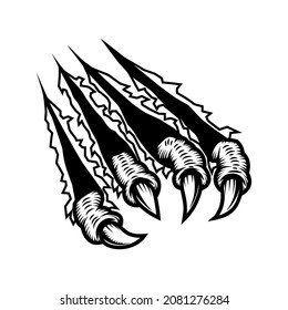 Monster claws scratching background. For poster, t shirt, decoration. Vector illustration