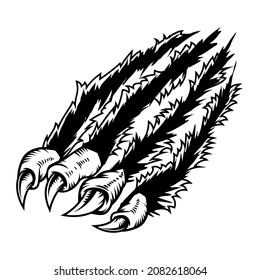 Monster claws scratching background. For poster, t shirt, decoration. Vector illustration