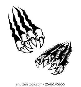 Monster claws scratching background. For poster, t shirt, decoration. Vector illustration