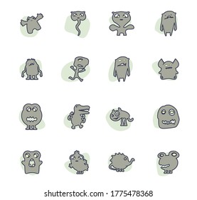 Monster color vector icons for user interface design