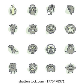 Monster color vector icons for user interface design