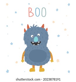 Monster colorful. Cute cartoon kawaii scary funny baby character. Happy Halloween. Vector illustration
