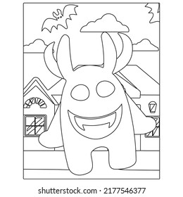 Monster coloring book,cute little Alien suitable for background, design asset, Halloween, children book, children coloring book, clip art, and illustration