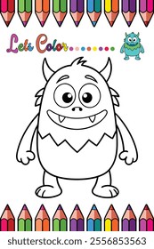 Monster Coloring Page for Kids Fun Fantasy Character Outline for Creative Activities