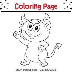 monster coloring page for kids. Funny Halloween Monster Vector Illustration Art