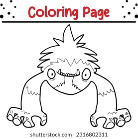 monster coloring page for kids. Funny Halloween Monster Vector Illustration Art