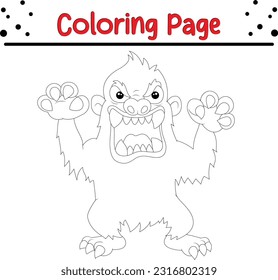 monster coloring page for kids. Funny Halloween Monster Vector Illustration Art