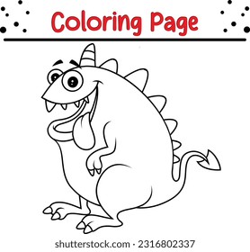 monster coloring page for kids. Funny Halloween Monster Vector Illustration Art