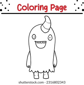 monster coloring page for kids. Funny Halloween Monster Vector Illustration Art