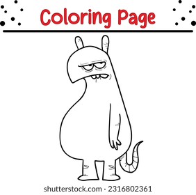 monster coloring page for kids. Funny Halloween Monster Vector Illustration Art