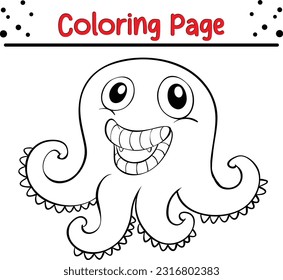 monster coloring page for kids. Funny Halloween Monster Vector Illustration Art