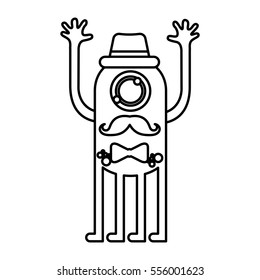 monster comic character with hipster style icon vector illustration design