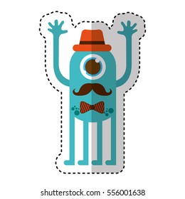monster comic character with hipster style icon vector illustration design