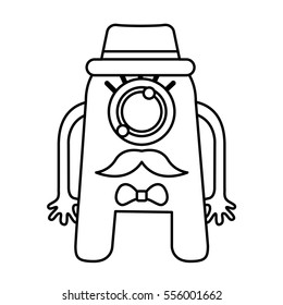 monster comic character with hipster style icon vector illustration design