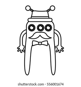 monster comic character with hipster style icon vector illustration design