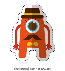monster comic character with hipster style icon vector illustration design