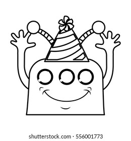 monster comic character with party hat icon vector illustration design