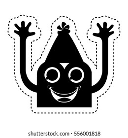 monster comic character with party hat icon vector illustration design