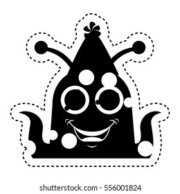 monster comic character with party hat icon vector illustration design