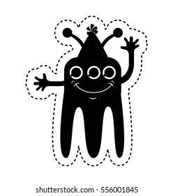 monster comic character with party hat icon vector illustration design