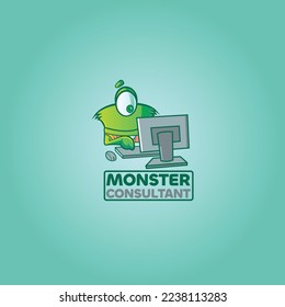 Monster consultant vector logo design template. 