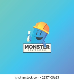 Monster contractors vector logo design.