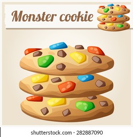 Monster cookies. Detailed vector icon. Series of food and drink and ingredients for cooking.