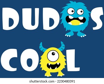 Monster cool dudes vector print illustration