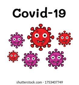 monster covid 19 in cartoon vector
