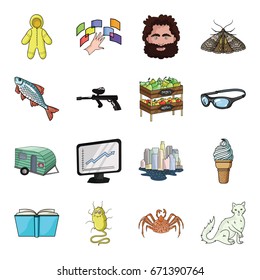 monster, crab, cat and other web icon in cartoon style. book, knowledge, bacterium icons in set collection.