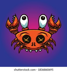 monster crab with skull vector illustration