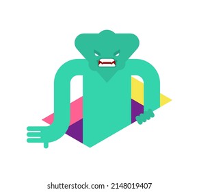 Monster crawls out isolated. monstrosity Vector illustration